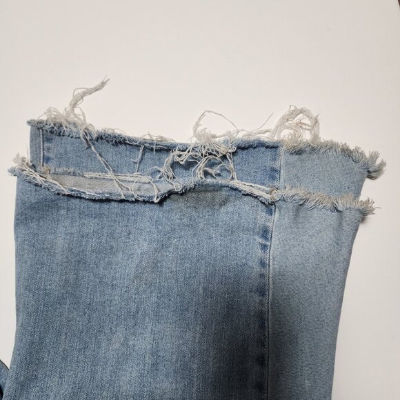 Cello Light Wash Stretch Denim High Rise Flare Jeans Raw Hem - Picture 7 of 7